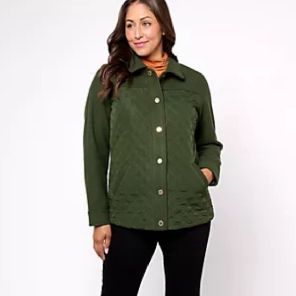 Isaac Mizrahi Women's Jacket S Estate Mixed Media Quilted Green - Picture 1 of 8